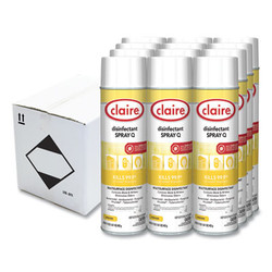 Claire® Spray Q Disinfectant, Lemon Scent, 17 oz Aerosol Spray, Dozen CL1002