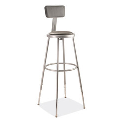 NPS® STOOL,32-39"H,BACK,GY 6430HB