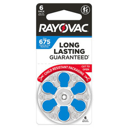 Rayovac Hearing Aid BATT,1.4V DC,625 mAh CAP,PK6 675CR-6ROVUS