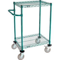 Nexel 2 Shelf Push Cart Poly-Green24""W x 18""D x 40""H Poly Casters2 Rigid 2 Br
