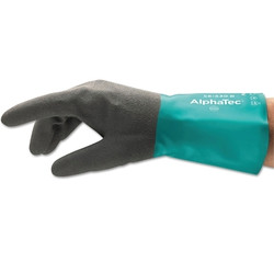 AlphaTec® 58-530B/58-535B Gloves, 11, Grey/Teal, 12 in Cuff, 58-530B Pack of 6