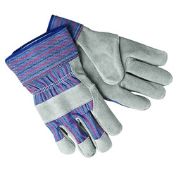 Select Shoulder Split Cow Gloves, Large, B Select Cowhide, Blue w/Red Stripes Pack of 12
