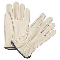 Quality Grain Cowhide Leather Driver Gloves, X-Large, Unlined, Natural, Shirred Elastic Back Pack of 12