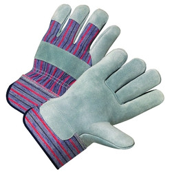Cowhide Leather Palm Gloves, Large, Canvas, Leather, Cowhide, Pearl Gray Pack of 12