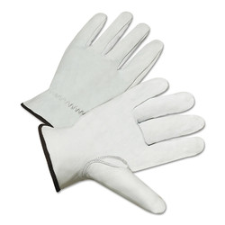 Premium Grain Goatskin Driver Gloves, Small, Unlined, White Pack of 12