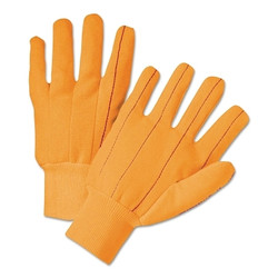 Cotton/Polyester Corded Double-Palm with Nap-In Finish Gloves, Knit Wrist, Hi-Vis Orange, Large Pack of 144