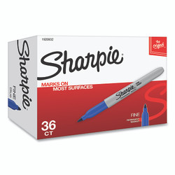Fine Tip Permanent Marker, Blue, Bullet