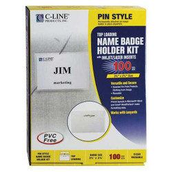 C-Line Products Name Badge,Pin,Insert,3.5 x 2-1/4",PK100 94223