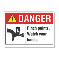 Lyle Pinch Point Danger Rflctv Label,5inx7in LCU4-0165-RD_7X5