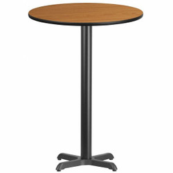 Flash Furniture Natural Lam Table Top,Rnd w/X-Base,30" XU-RD-30-NATTB-T2222B-GG