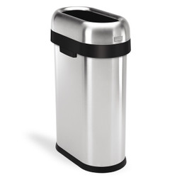 Simplehuman Trash Can,13 gal,Silver,Indoor/Outdoor CW1467