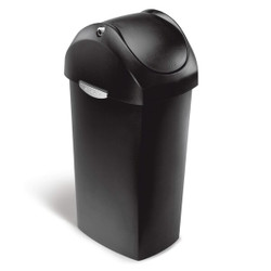 Simplehuman Trash Can,16 gal,Black,Indoor/Outdoor CW1333