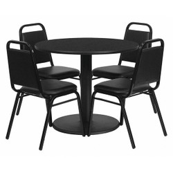 Flash Furniture Blk Laminate Table,Banquet Chair,Rnd,36" RSRB1001-GG