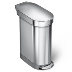 Simplehuman Trash Cans,Slim Rectangular,45 L,Silver CW2044