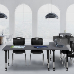 Regency Kee 72" x 24" Height Adjust Table,Grey,2 MT7224GYAPBK40BK