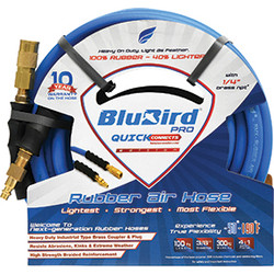 BluBird Rubber Air Hose Assembly 3/8in x 100ft w/ Quick Connects BB38100-QC