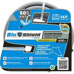 BluShield Rubber Pressure Washer Hose Assembly 3/8in x 50ft Non Marking PW3850-NM