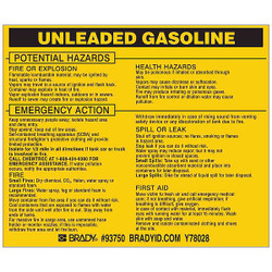 Brady Chemical Label,3-3/4inHx4-1/2inW,PK25 93750