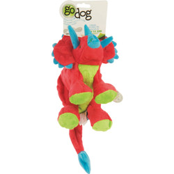 goDog Dinos Frills Large Red Squeaky Plush Dog Toy 70989-98987-024