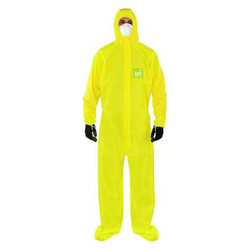 Ansell Hooded Coveralls,2XL,Yellow,PE,PK25 YY23-B-92-147-06
