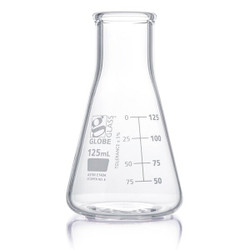 Globe Scientific Erlenmeyer Flask,125 mL,115 mm H,PK12 8410125