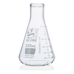 Globe Scientific Erlenmeyer Flask,250 mL,136 mm H,PK12 8400250