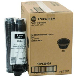 Pactiv Evergreen Plastic Portion Cup, 2 oz., Black, 2,400/Carton YSPP200EA