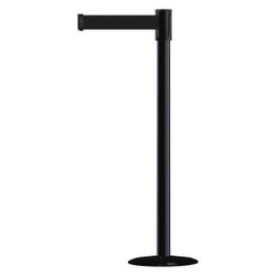Tensabarrier Barrier Post with Belt,7-1/2 ft. L,Black 890B-33-33-33-STD-NO-B9X-C
