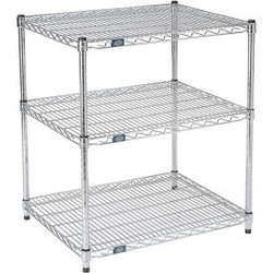 Nexel 3 Shelf Chrome ESD Wire Shelving Unit Starter 72""W x 36""D x 34""H
