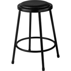 Interion 24""H Steel Work Stool with Vinyl Seat - Backless - Black - Pack of 2