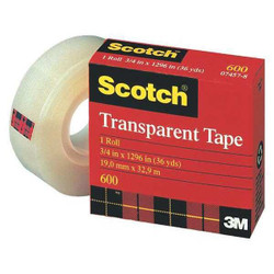 Scotch Tape,Scotch 600,1/2x36 yd.,PK12 T9631600