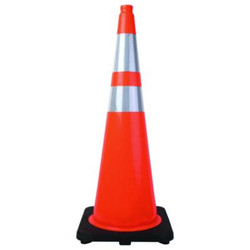 Tatco Traffic Cone, 14.5 x 1 x 36, Orange/Silver 25960