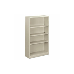 HON® Metal Bookcase, Four-Shelf, 34.5w x 12.63d x 59h, Light Gray HS60ABC.Q