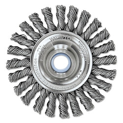 Cable Twist Knot Wire Wheel, 4 in dia x 1/4 in W Face, 0.020 in Steel Wire, 20000 RPM