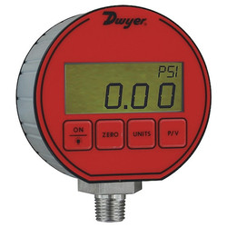 Dwyer Instruments Digital Pressure Gauge,3" Dial Size,Red DPG-009