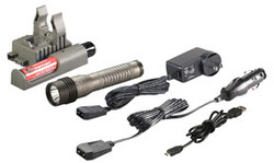 Strion LED HL Rechargeable Flashlight with 120V AC/12V DC PiggyBack Charger, Gray 74391