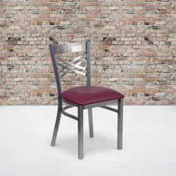 Flash Furniture Clear X Chair-Burg Seat,PK2 2-XU-6FOB-CLR-BURV-GG