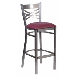 Flash Furniture Restaurant Barstool,Metl X Bck,Burg Vnyl XU-6F8B-CLR-BAR-BURV-GG