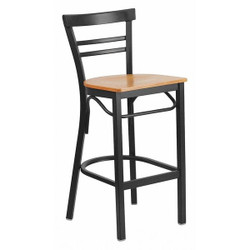 Flash Furniture Restaurant Stool,Ladder Back,Nat Seat XU-DG6R9BLAD-BAR-NATW-GG