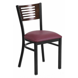Flash Furniture Slat Chair,Black/Walnut,Burgundy Seat XU-DG-6G5B-WAL-BURV-GG