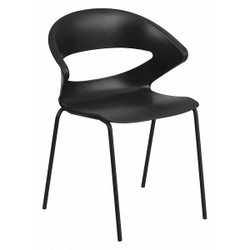 Flash Furniture Stack Chair,440 lb. Capacity,Black RUT-4-BK-GG