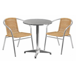 Alum Table Set,Rnd w/2 Bge Chairs,23.5"