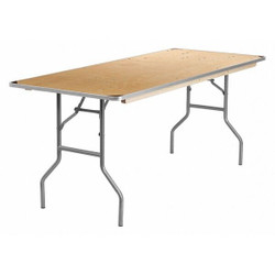 Flash Furniture Fold Table w/Metal Edge,Wood,30"x72" XA-3072-BIRCH-M-GG