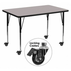 Flash Furniture Activity Table,Rectangle,Gray,30"x48" XU-A3048-REC-GY-H-A-CAS-GG