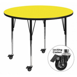 Flash Furniture Activity Table,Round,Yellow,48" XU-A48-RND-YEL-H-A-CAS-GG