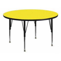 Flash Furniture Activity Table,Round,Yellow,48" XU-A48-RND-YEL-H-P-GG