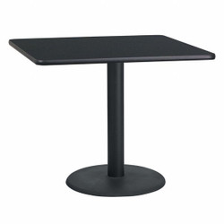 Flash Furniture Blk Laminate Table,Sqr w/Round Base,36" XU-BLKTB-3636-TR24-GG