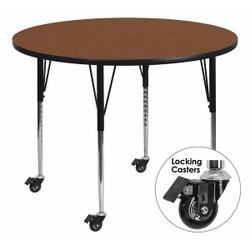 Flash Furniture Activity Table,Round,Oak,42" XU-A42-RND-OAK-H-A-CAS-GG
