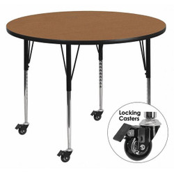 Flash Furniture Activity Table,Round,Oak,42" XU-A42-RND-OAK-T-A-CAS-GG