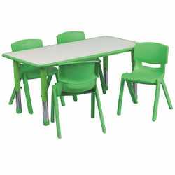 Actvty Table Set,Rectn,Gn,4 Chrs,23"x47"